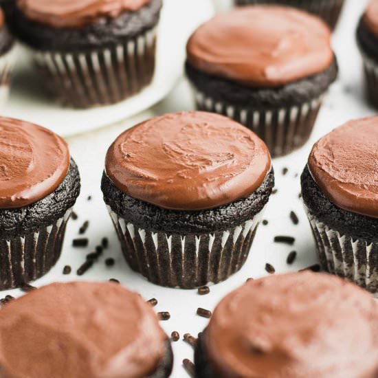Small Batch Mini Chocolate Cupcakes