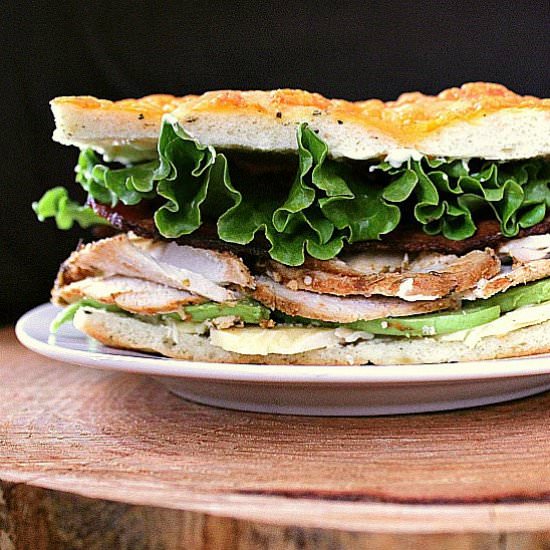 Roast Turkey Avocado Bacon on Focaccia