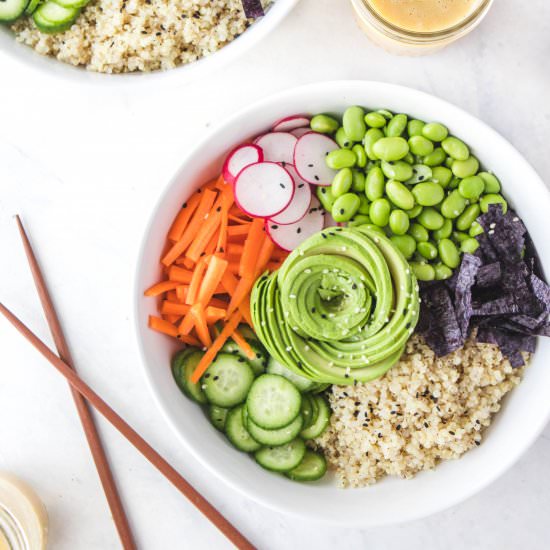 Quinoa Sushi Bowls + Miso Dressing
