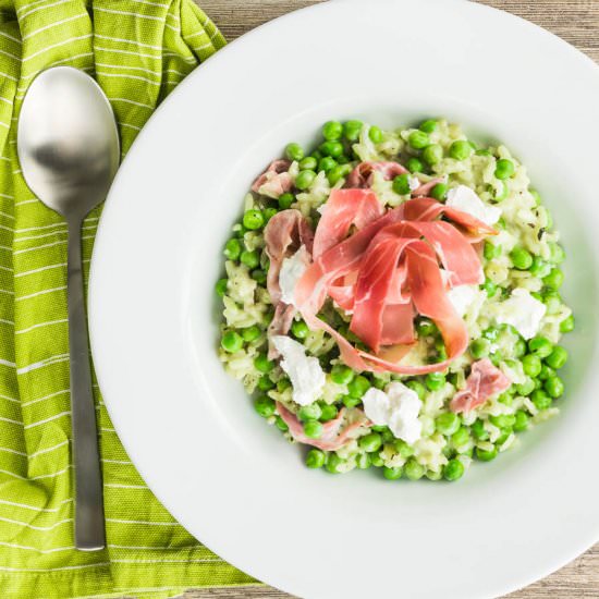Pea and Ham Risotto & Goats Cheese