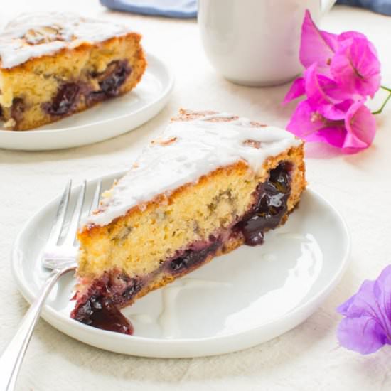 Glazed Cherry Almond Coffee Cake