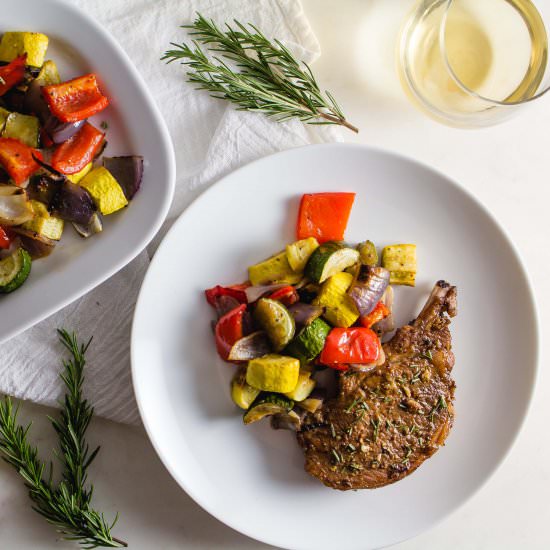 Sheet Pan Pork Chops + Veggies