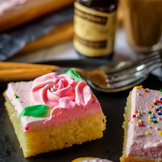 Eggless Frosted Vanilla Sheet Cake
