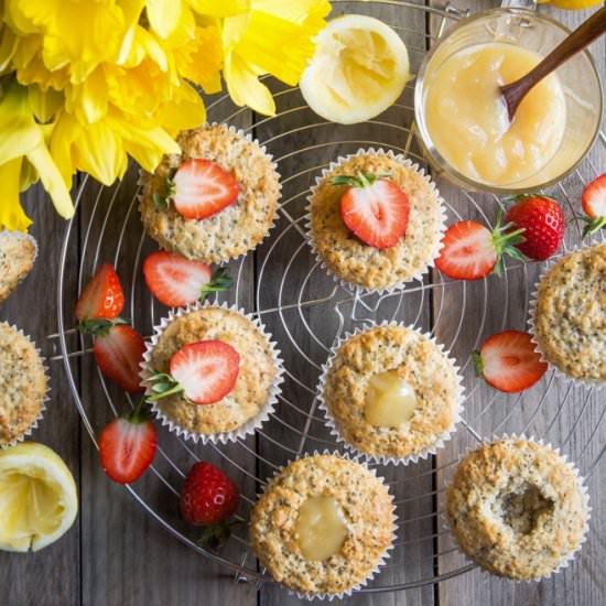 Chia Lemon Muffins with Lemon Curd