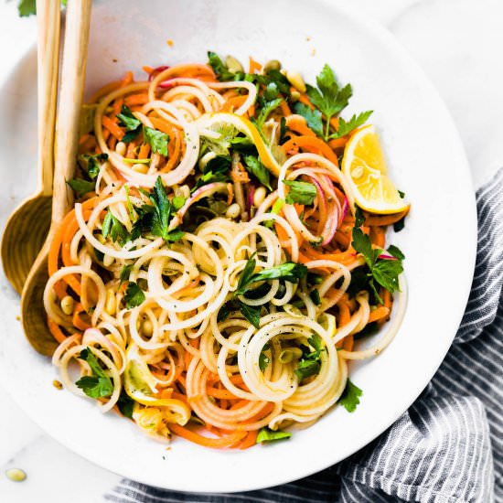 CELERIAC CARROT SPIRALIZED SALAD