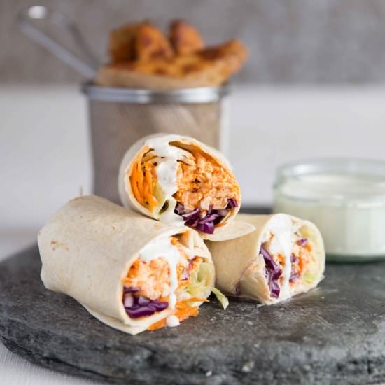 Shredded Buffalo Chicken Wraps