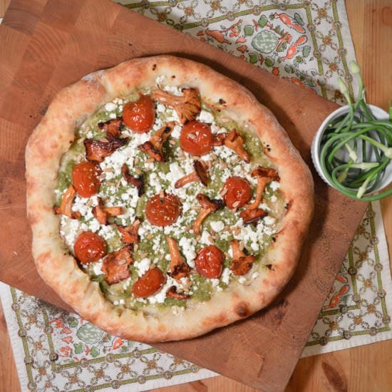 Chanterelle & Garlic Scape Pizza