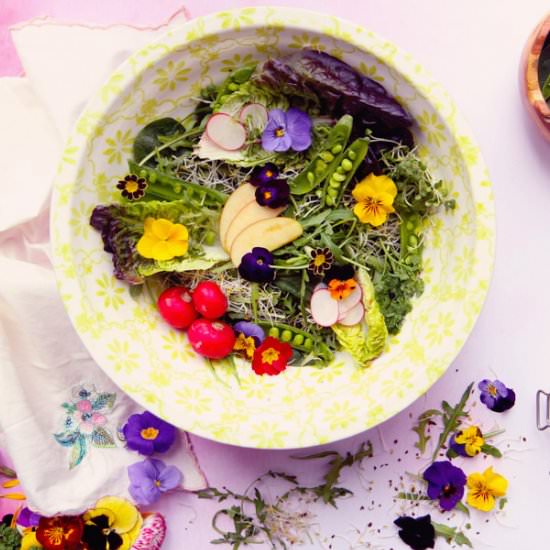 Edible flowers salad