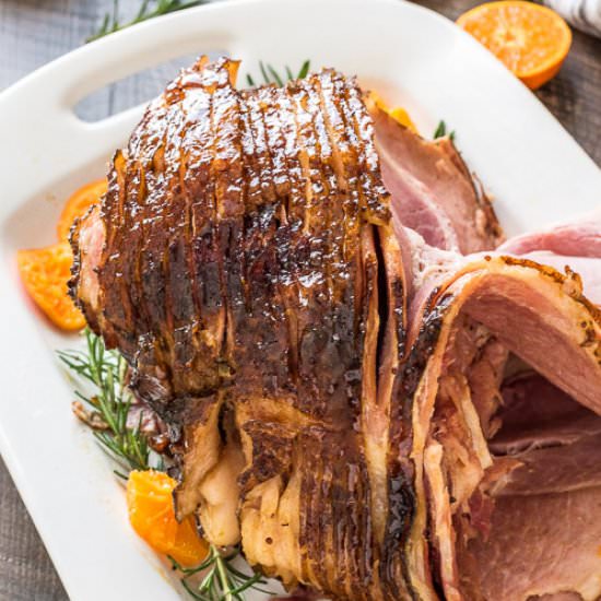 Orange Bourbon Maple Glazed Ham