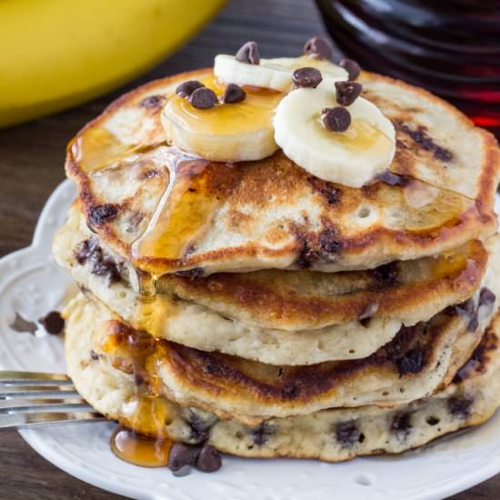 Banana Chocolate Chip Pancakes