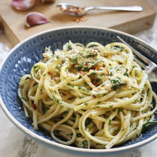 Roast chicken aglio e olio