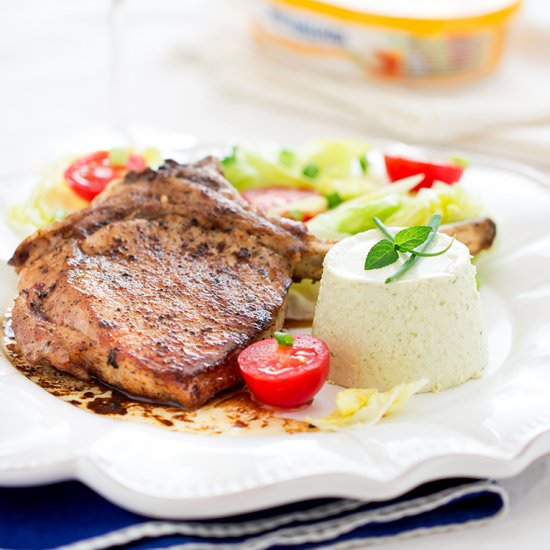 Pork Chops with Zucchini Mousse