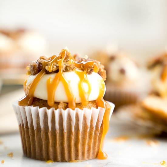Candied Pecan Banana Cupcake