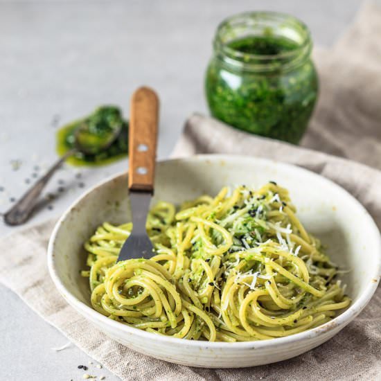 Wild Garlic Pesto Spaghetti