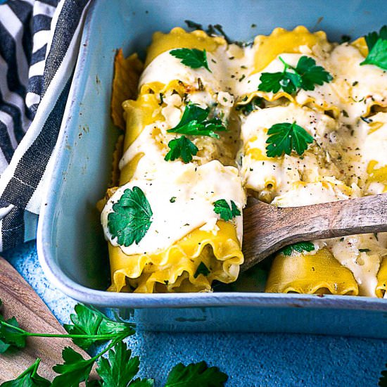 Chicken Alfredo Lasanga Rollups