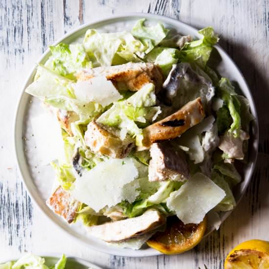 Grilled chicken caesar salad