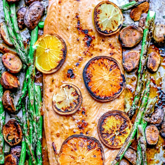 honey citrus sheet pan salmon