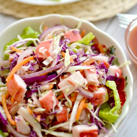 CRAB COLESLAW SALAD & SPICY CLAMATO