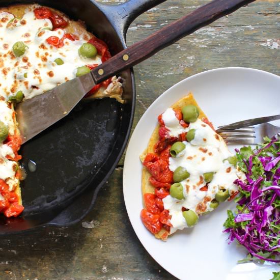 Socca Pizza with Roasted Tomatoes