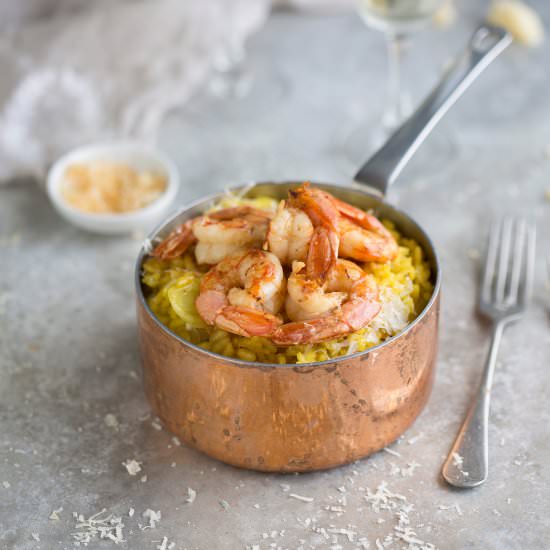 Risott alla Milanese with prawns