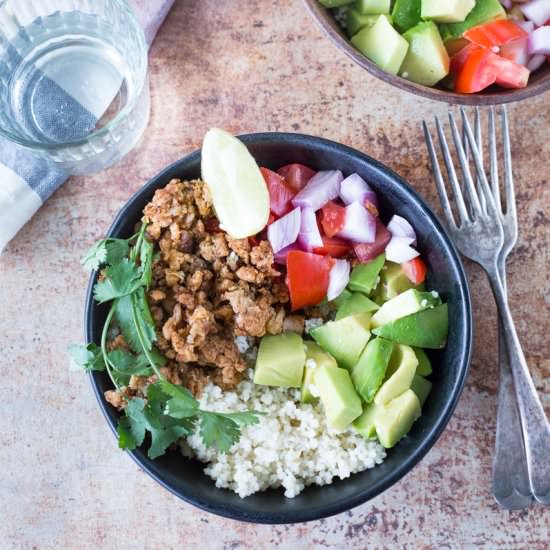 Millet bowl with spiced lamb