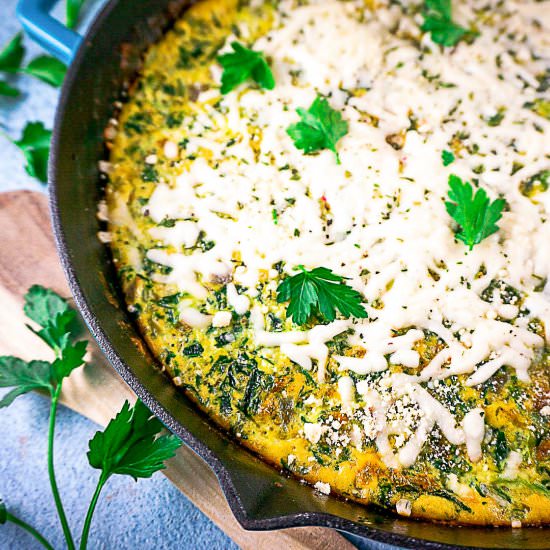 Kale and Spinach Pesto Frittata