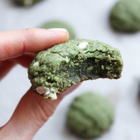 White Chocolate Mint Matcha Cookies