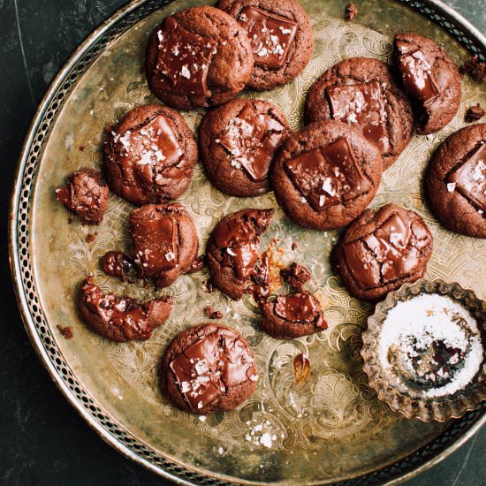Salted Chocolate Truffle Cookies