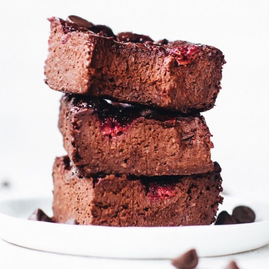 Fudgy Vegan Raspberry Brownies