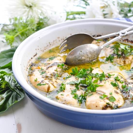Dump-and-Bake Basil Chicken