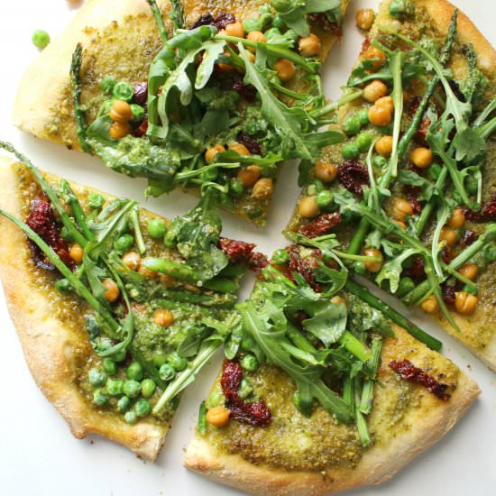 Spring Greens Pesto Pizza