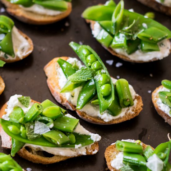 Snap Pea and Ricotta Crostini