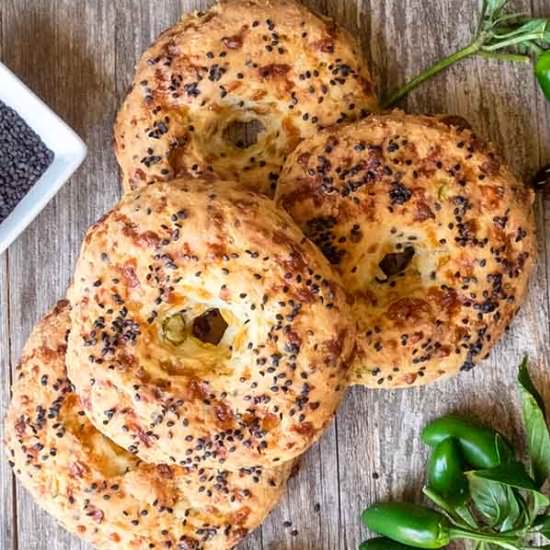 GF Cheese and Jalapeño Bagel