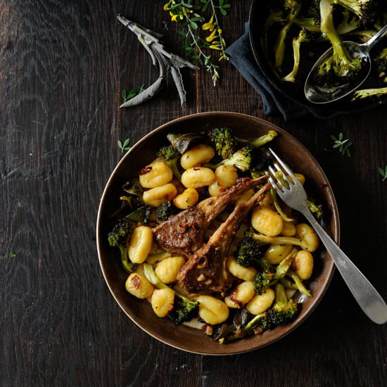 Roasted broccoli with gnocchi