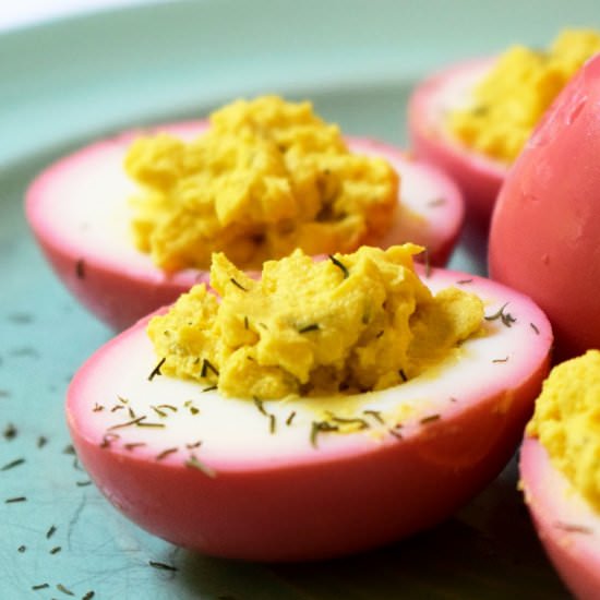 Pink Deviled Eggs