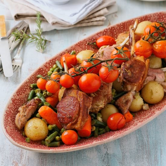 Easy lamb and vegetable platter