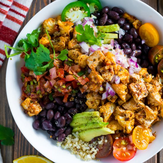 Cauliflower Tofu Veggie Bowl