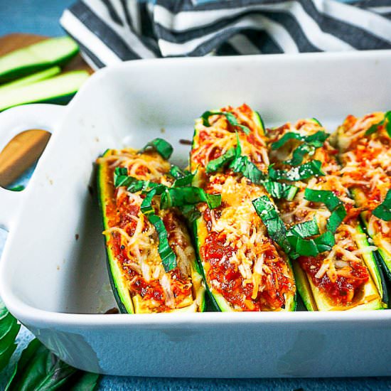 Chicken Parmesan Zucchini Boats