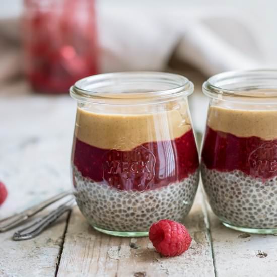 Peanut and jelly chia parfait