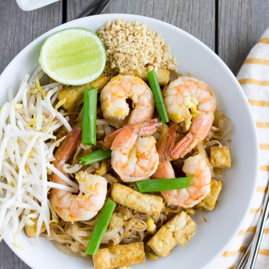 Pad Thai with Shrimp and Tofu