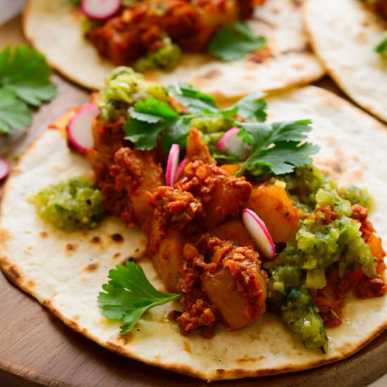 Vegan Chorizo and Potato Tacos
