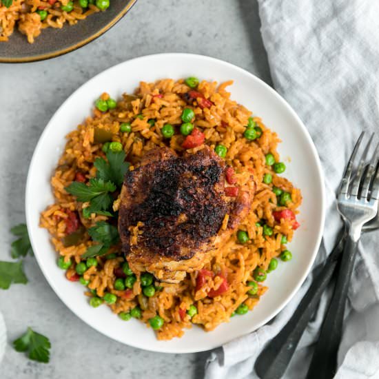 One Pan Spanish Chicken and Rice