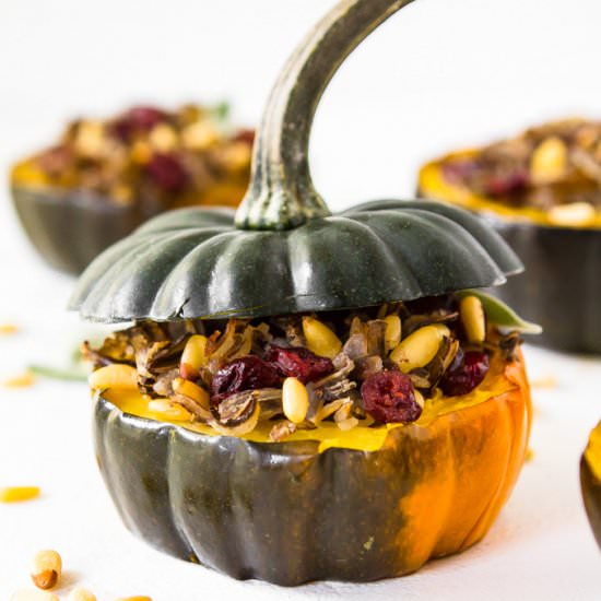 STUFFED ACORN SQUASH WITH WILD RICE