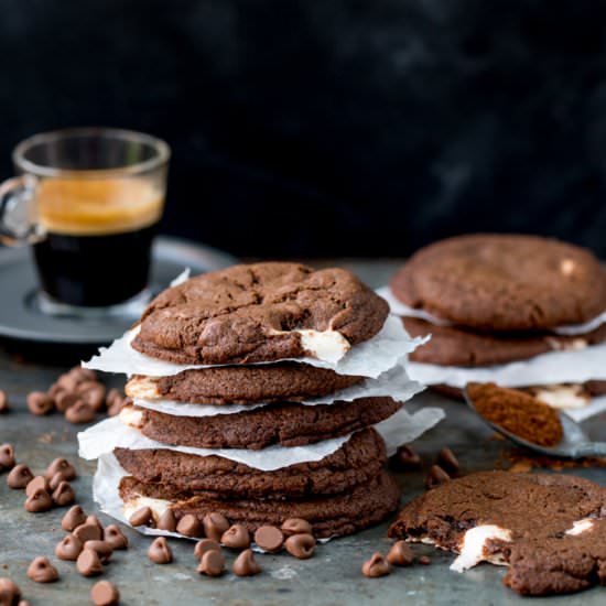 Chewy Chocolate Nougat Cookies