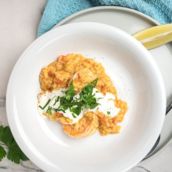 Creamy dreamy prawn risotto