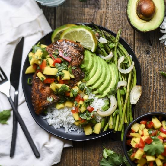 Jamaican Jerk Chicken+Mango Salsa