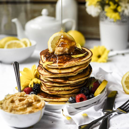 Ricotta Lemon Pancakes+Honey Butter