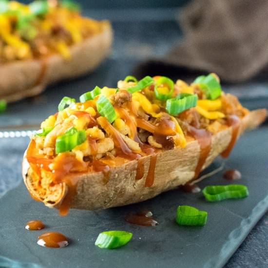BBQ Turkey Loaded Sweet Potatoes