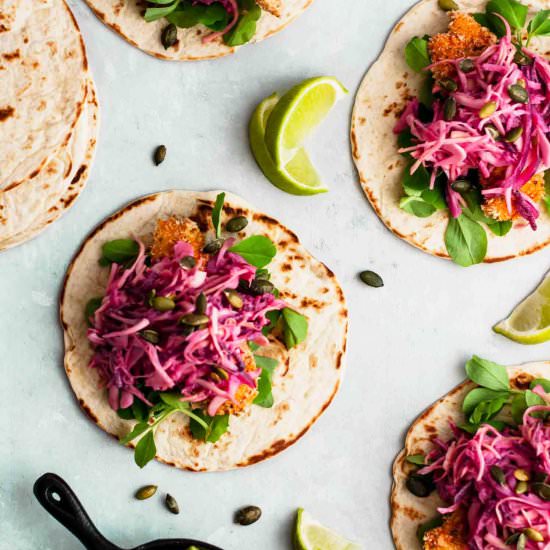 Crispy Chicken Tacos with Slaw
