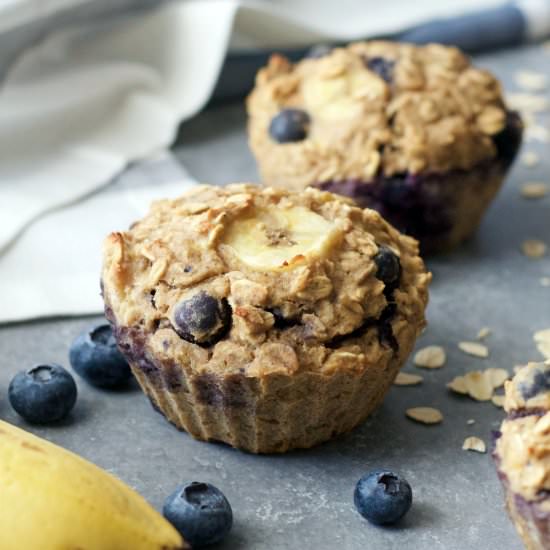 Blueberry Banana Oatmeal Muffins